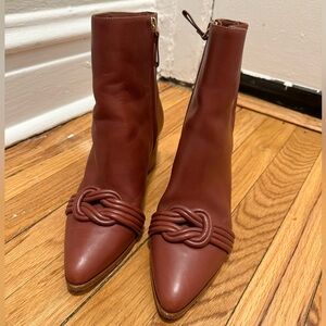 Alexandre Birman Brown Ankle Boots with Signature Twisted Detail